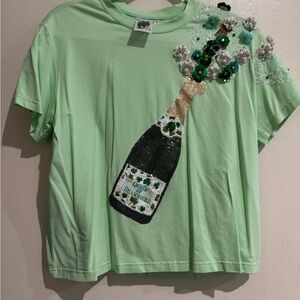 QUEEN OF SPARKLES St. Patrick’s Day Sequin Champagne Tee